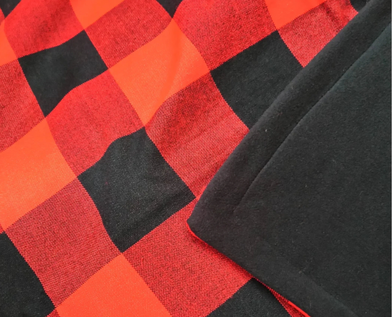 Black & Orange Checkered Maasai Shuka Fleece Blanket