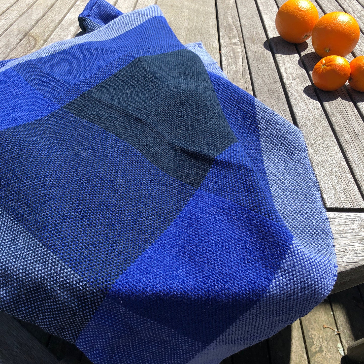 Navy Blue, White and Black checked Maasai Shuka Wrap Throw