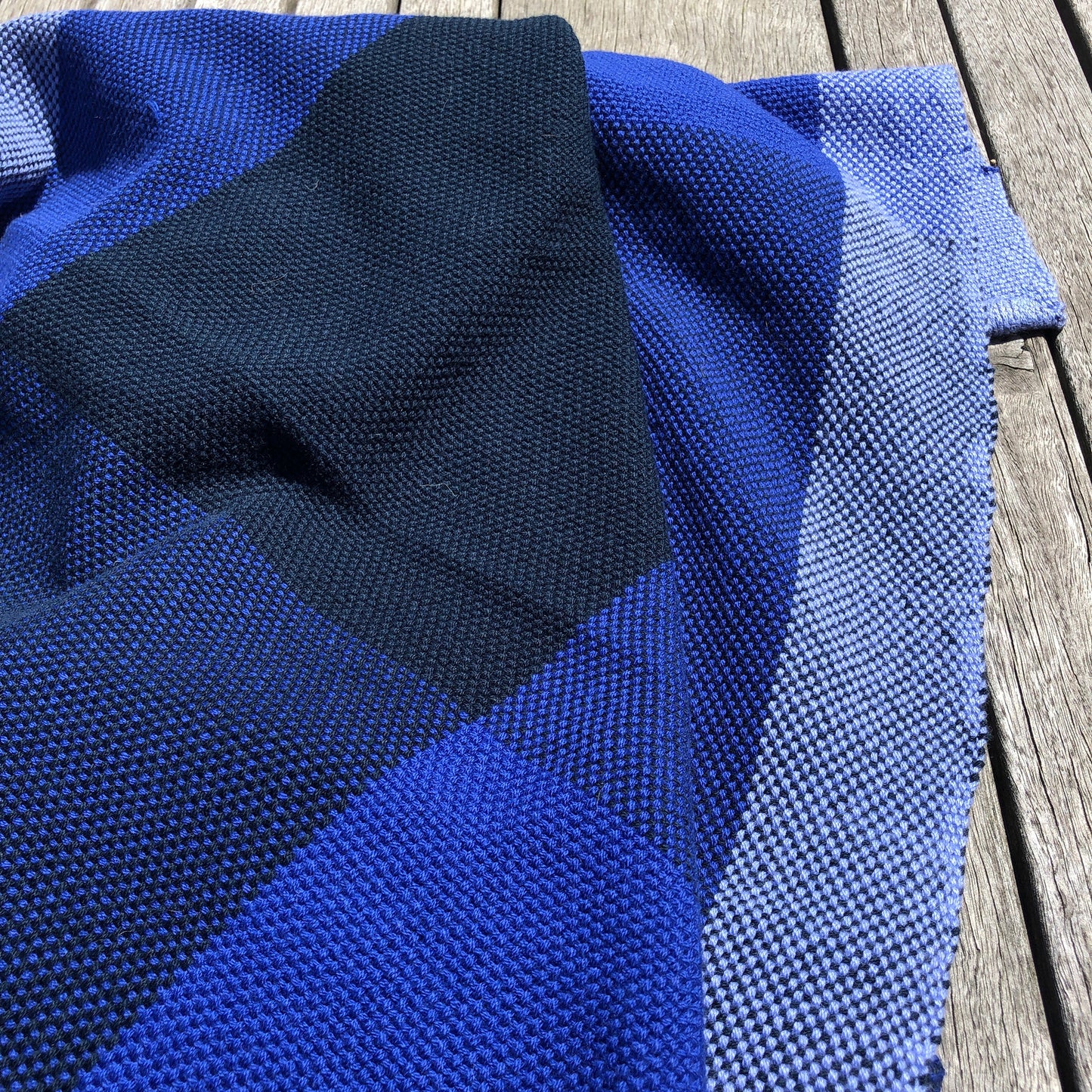 Navy Blue, White and Black checked Maasai Shuka Wrap Throw