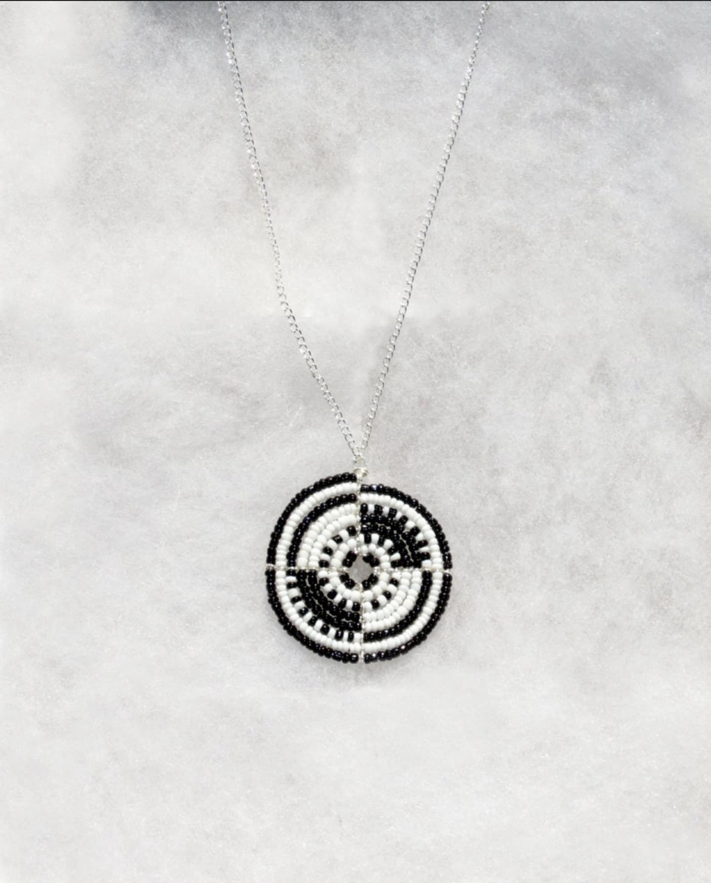 Black & White Maasai Beaded Necklace