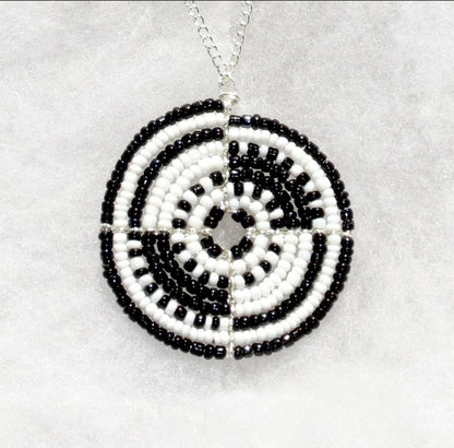 Black & White Maasai Beaded Necklace