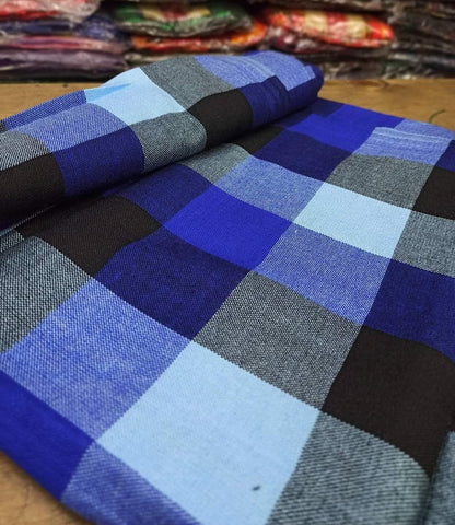 Navy Blue, White and Black checked Maasai Shuka Wrap Throw