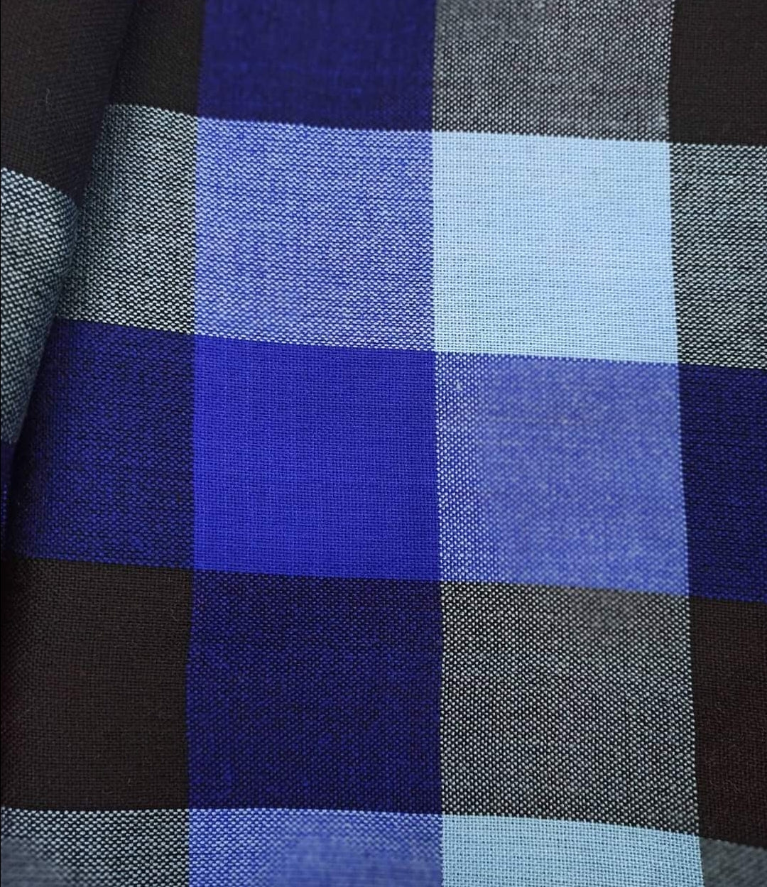 Navy Blue, White and Black checked Maasai Shuka Wrap Throw