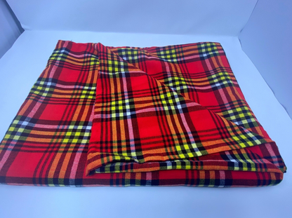 Red African Maasai Shuka Yellow Plaid Throw Blanket