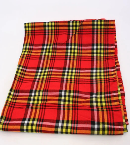 Red African Maasai Shuka Yellow Plaid Throw Blanket