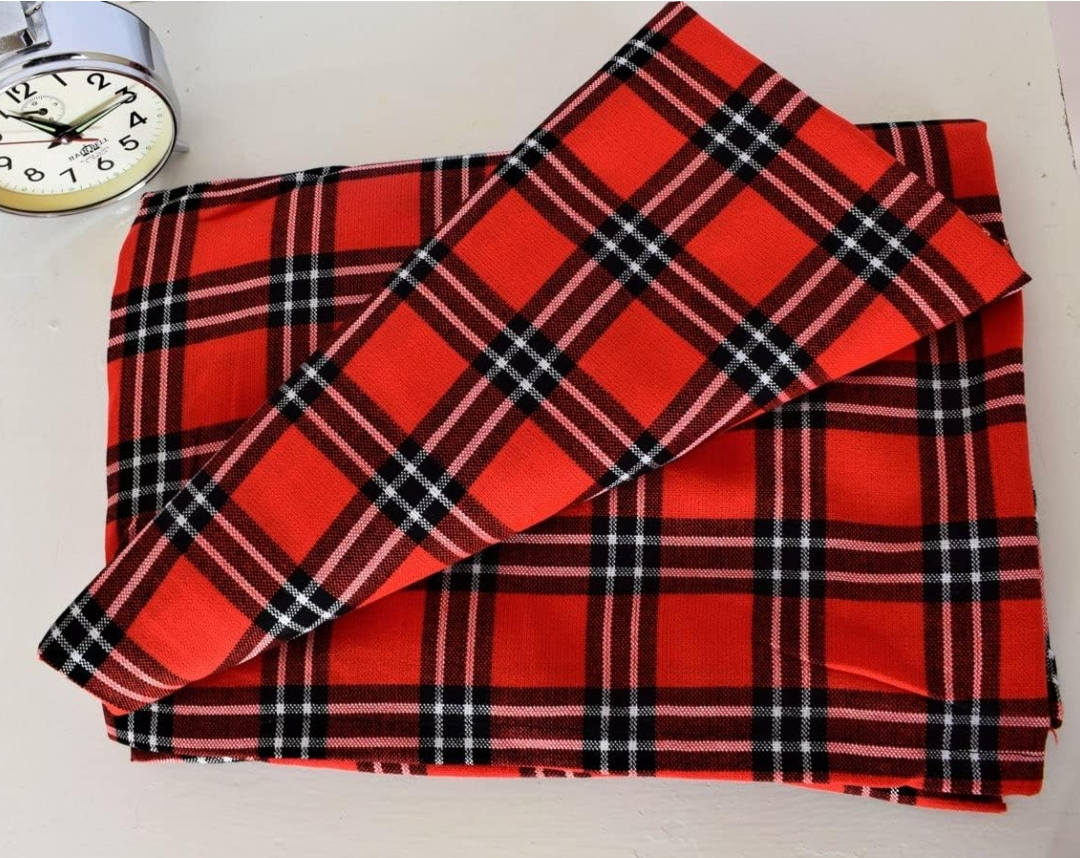 Red & White Plaid Original African Maasai Shuka