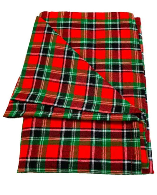 Red-Green Checkered Multicolored Maasai Shuka Wrap Throw