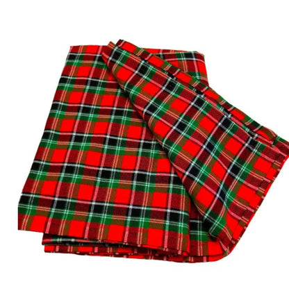 Red-Green Checkered Multicolored Maasai Shuka Wrap Throw