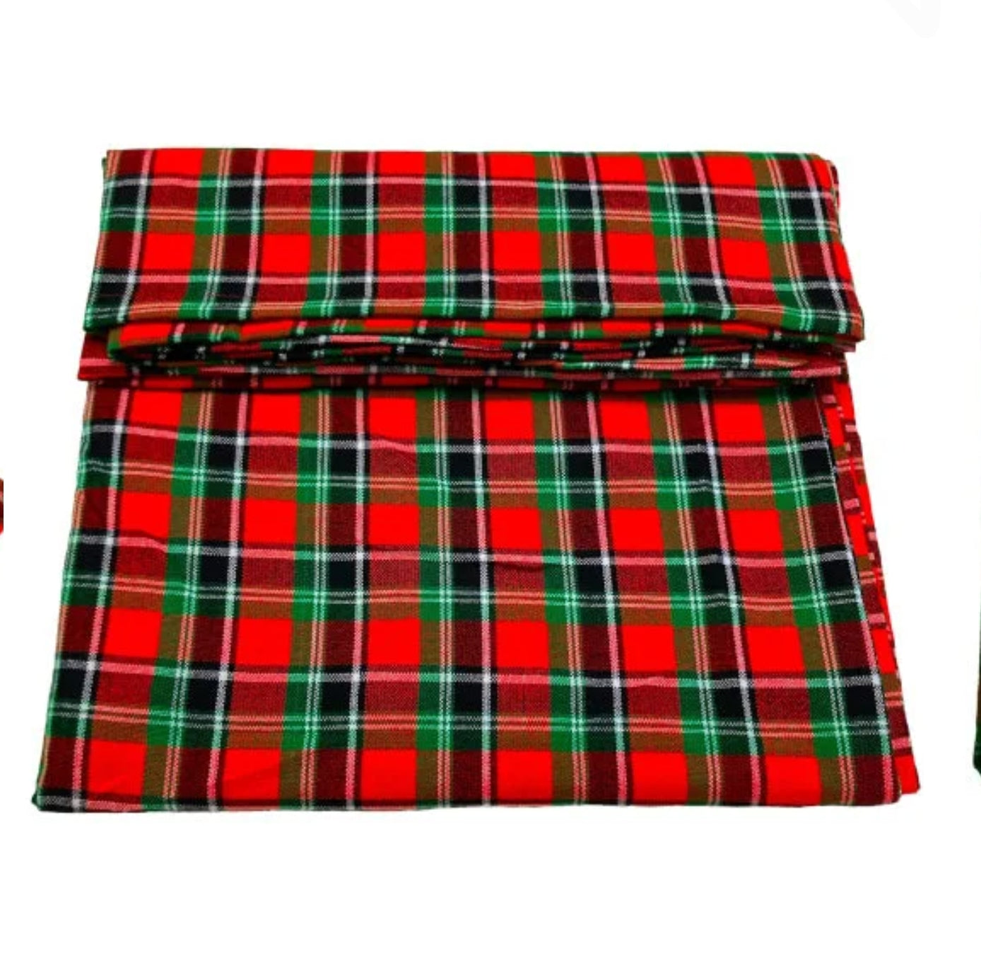 Red-Green Checkered Multicolored Maasai Shuka Wrap Throw