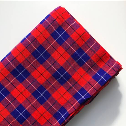 Red, Blue and White Plaid  Maasai Shuka Wrap Throw