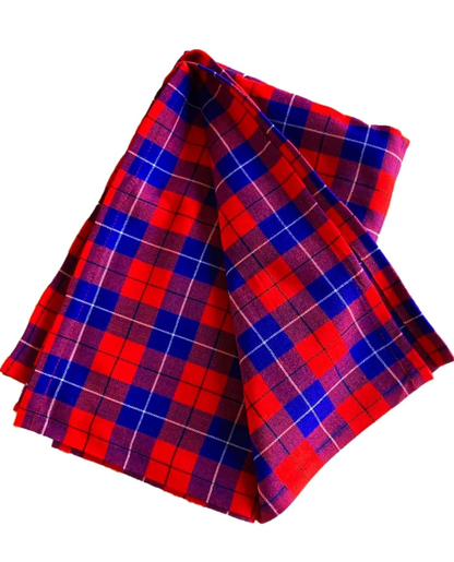 Red, Blue and White Plaid  Maasai Shuka Wrap Throw