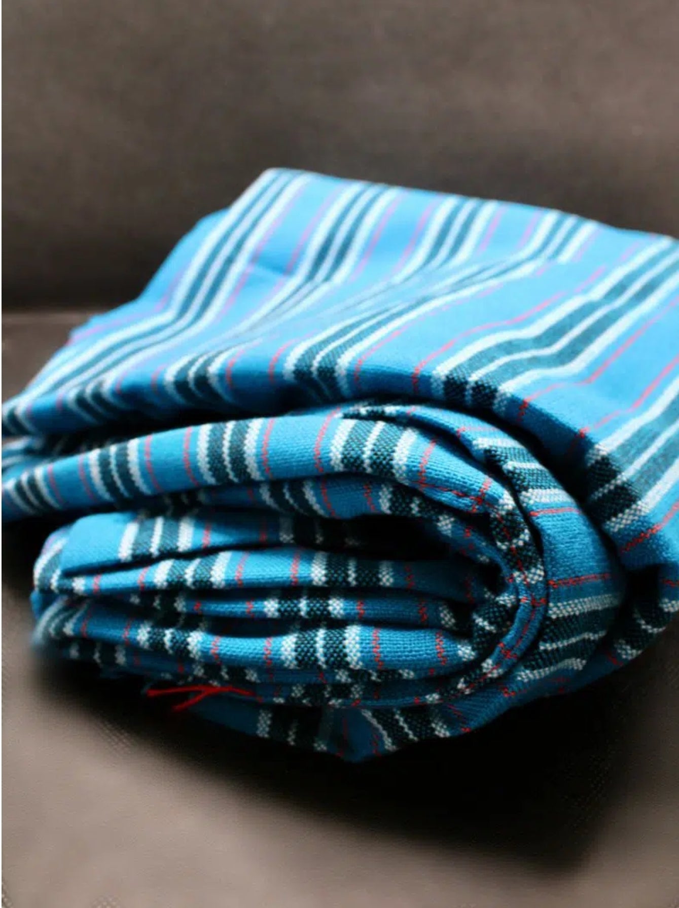 Blue Striped Maasai Shuka Wrap Throw