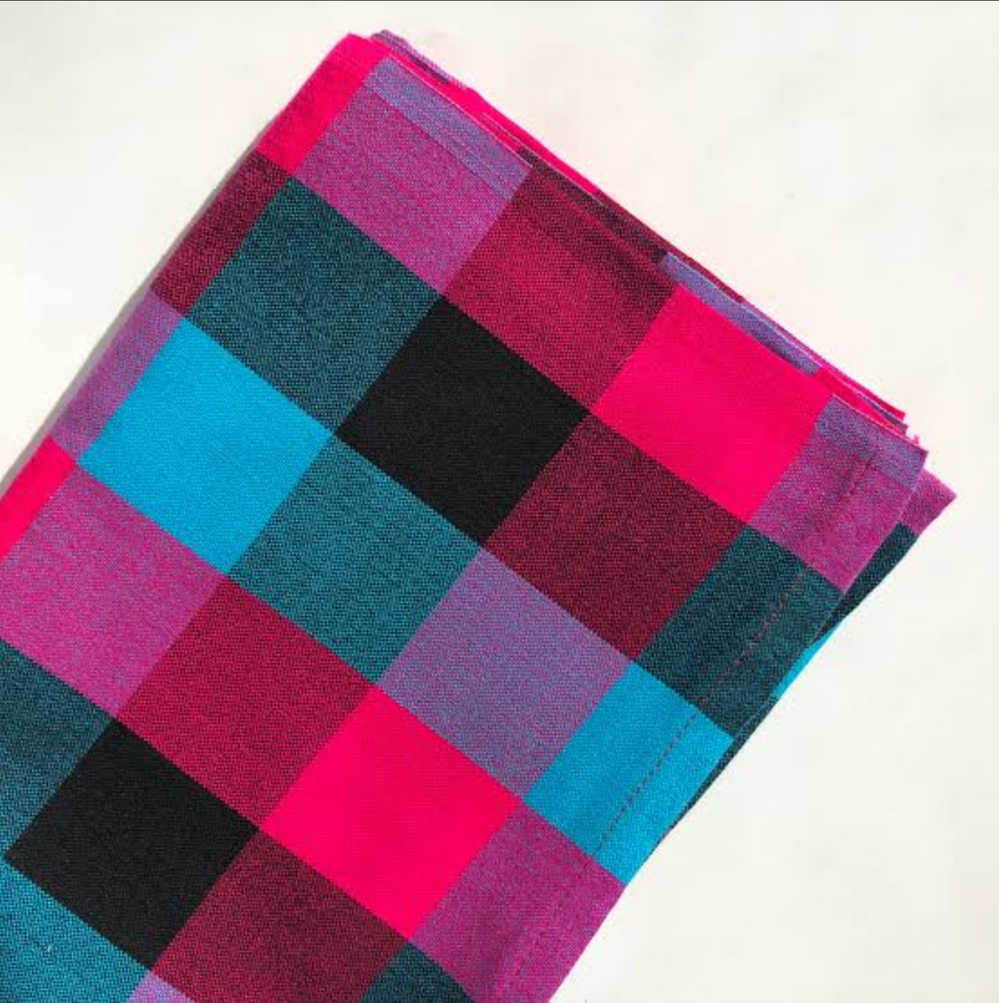 Blue and Pink Checkered Maasai Shuka Wrap Throw