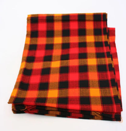 Red, Yellow, Black Checkered Maasai Shuka Wrap Throw