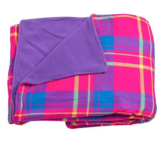 Purple Plaid Dual-Layer Maasai Fleece Blanket