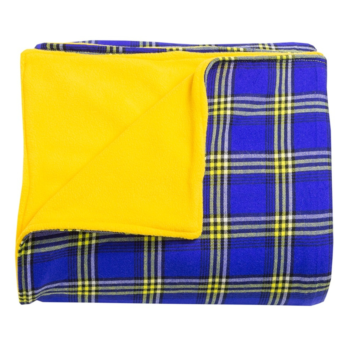 Blue & Yellow Maasai Plaid Fleece Blanket