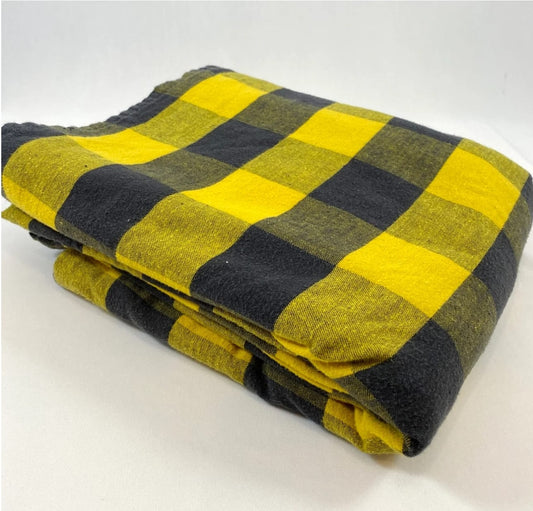 Black and Yellow Maasai Shuka - Checkered Wrap throw