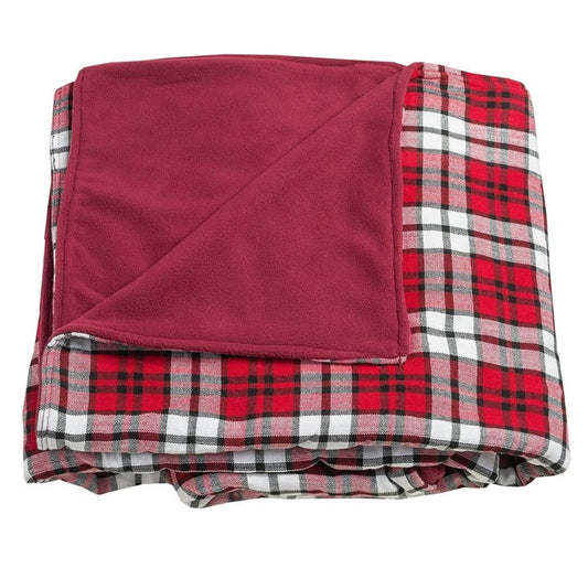 Maroon & White Dual-Layer Maasai Blanket