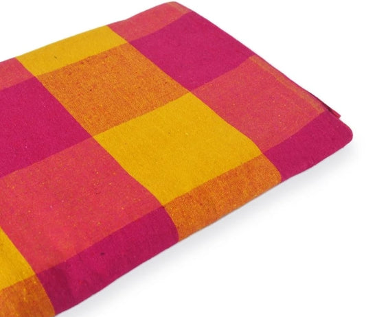 Pink and Yellow Checkered Maasai Shuka Wrap Throw