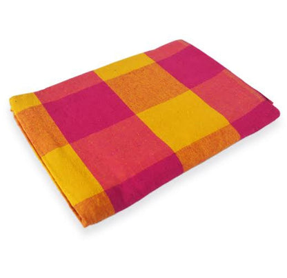 Pink and Yellow Checkered Maasai Shuka Wrap Throw