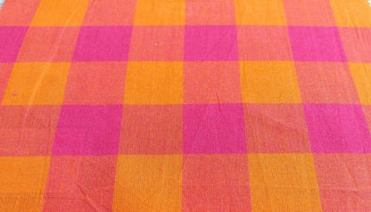Pink and Yellow Checkered Maasai Shuka Wrap Throw